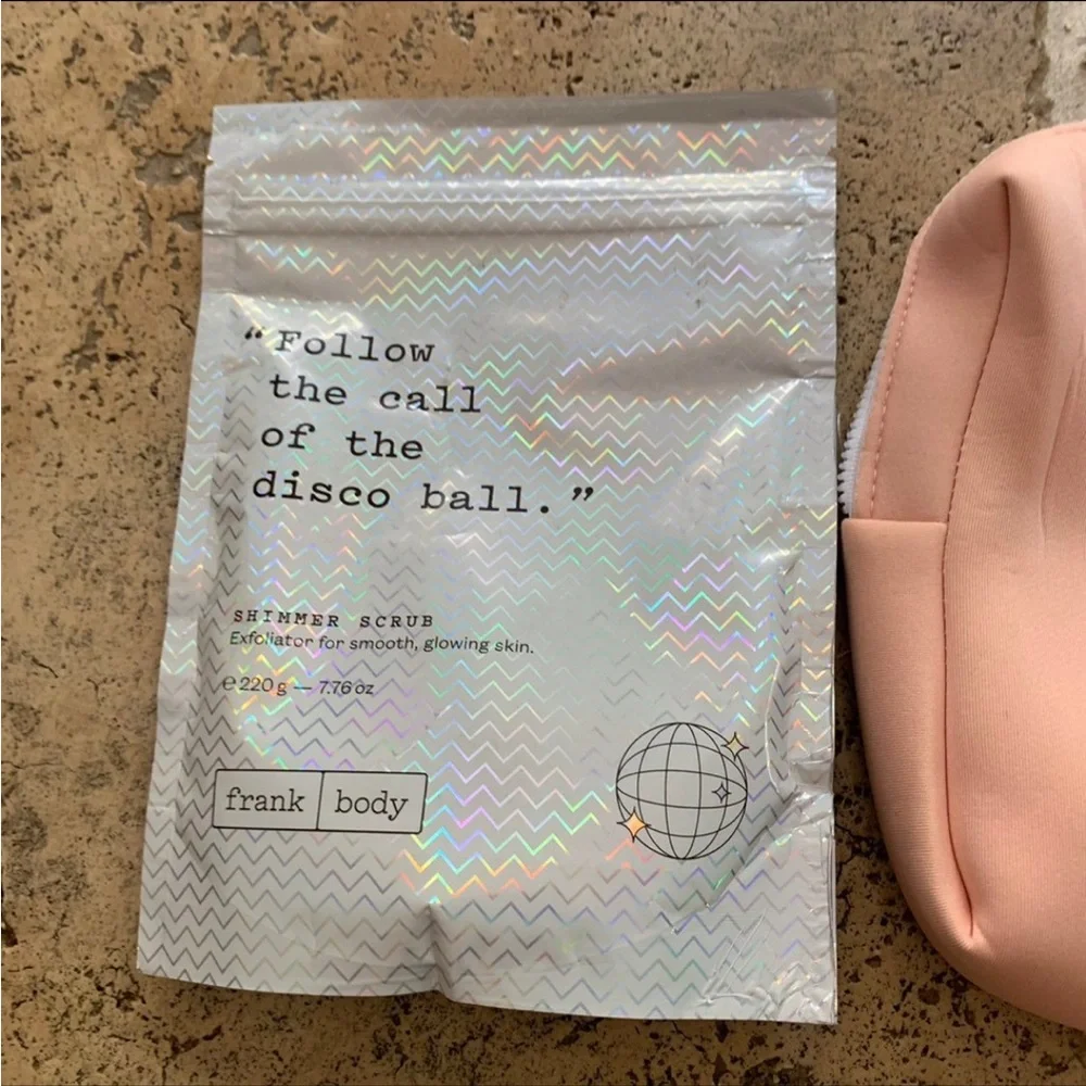 Frank Shimmer Body Scrub Makeup Bag Full size 220 g
